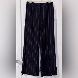 Vintage Escada High Waist Navy/Bronze pinstripe wide-leg trousers 40 DE 8/10 US